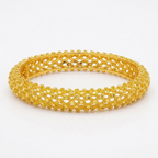 24K Gold Plated Traditional Handmade Open Bracelet Set - 2-Piece Intricate Design Bangles B101