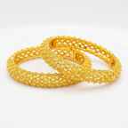 24K Gold Plated Traditional Handmade Open Bracelet Set - 2-Piece Intricate Design Bangles B101