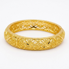 24K Gold Plated Traditional Handmade Open Bracelet Set - 2-Piece Intricate Design Bangles B121