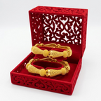 24K Gold Plated Traditional Handmade Open Bracelet Set - 2-Piece Intricate Design Bangles BO32