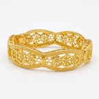 24K Gold Plated Traditional Handmade Open Bracelet Set - 2-Piece Intricate Design Bangles BO41