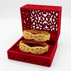 24K Gold Plated Traditional Handmade Open Bracelet Set - 2-Piece Intricate Design Bangles BO41