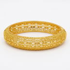 24K Gold Plated Traditional Handmade Open Bracelet Set - 2-Piece Intricate Design Bangles BO43