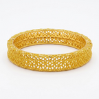 24K Gold Plated Traditional Handmade Open Bracelet Set - 2-Piece Intricate Design Bangles BO50