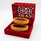 24K Gold Plated Traditional Handmade Open Bracelet Set - 2-Piece Intricate Design Bangles BO50