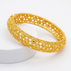 24K Gold Plated Traditional Handmade Open Bracelet Set - 2-Piece Intricate Design Bangles BO59