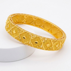 24K Gold Plated Traditional Handmade Open Bracelet Set - 2-Piece Intricate Design Bangles BO60