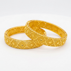 24K Gold Plated Traditional Handmade Open Bracelet Set - 2-Piece Intricate Design Bangles BO60
