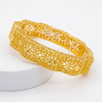 24K Gold Plated Traditional Handmade Open Bracelet Set - 2-Piece Intricate Design Bangles BO68