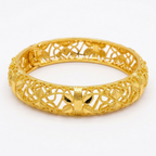 24K Gold Plated Traditional Handmade Open Bracelet Set - 2-Piece Intricate Design Bangles BO76