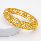 24K Gold Plated Traditional Handmade Open Bracelet Set - 2-Piece Intricate Design Bangles BO76