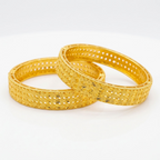 24K Gold Plated Traditional Handmade Open Bracelet Set - 2-Piece Intricate Design Bangles BO82