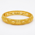 24K Gold Plated Traditional Handmade Open Bracelet Set - 2-Piece Intricate Design Bangles BO84