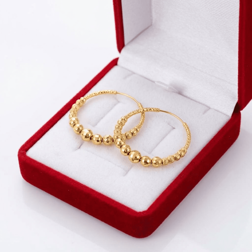 24K Gold Plated Baliya Hoop Earrings Set - Tarnish Free Traditional Asian Jewellery