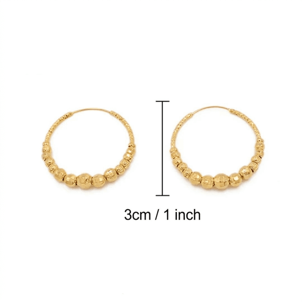 24K Gold Plated Baliya Hoop Earrings Set - Tarnish Free Traditional Asian Jewellery