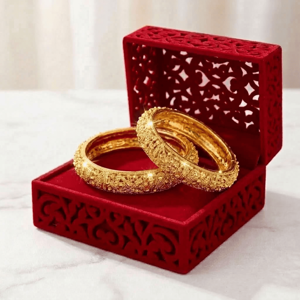 24K Gold Plated Traditional Bridal Bangles Jewellery Set - 4-Piece Bangles