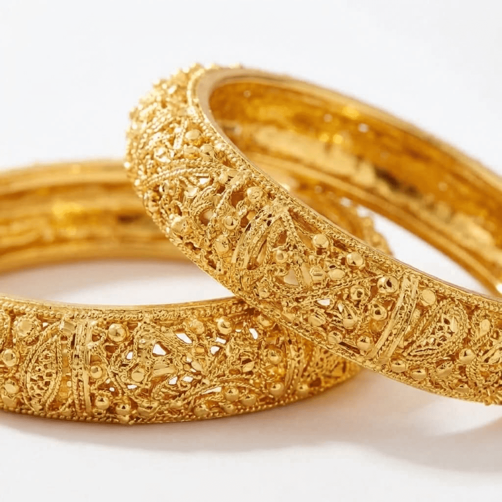 24K Gold Plated Traditional Bridal Bangles Jewellery Set - 4-Piece Bangles