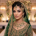 Kundan Gold Plated Green Bridal Jewellery Set - 4-Piece Necklace, Earrings, Tikka & Passa