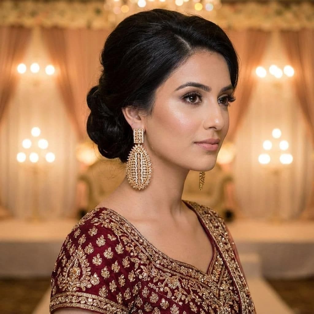 American Diamond Gold Plated Silver Crystal Earrings - Bridal Jewellery