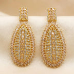 American Diamond Gold Plated Silver Crystal Earrings - Bridal Jewellery