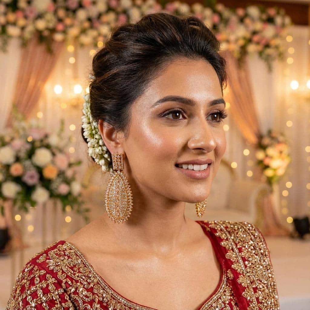 American Diamond Gold Plated Silver Crystal Earrings - Bridal Jewellery