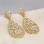 American Diamond Gold Plated Silver Diamonds Earrings - Bridal Jewellery