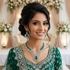 American Diamond Silver Plated Emerald Green Bridal Jewellery Set - 2-Piece Necklace & Earrings