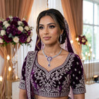 American Diamond Silver Plated Royal Purple Bridal Jewellery Set - 2-Piece Necklace & Earrings