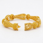 24K Gold Plated Traditional Handmade Open Bracelet Set - 2-Piece Intricate Design Bangles BO32