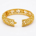 24K Gold Plated Traditional Handmade Open Bracelet Set - 2-Piece Intricate Design Bangles BO76