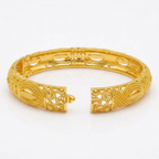 24K Gold Plated Traditional Handmade Open Bracelet Set - 2-Piece Intricate Design Bangles BO84