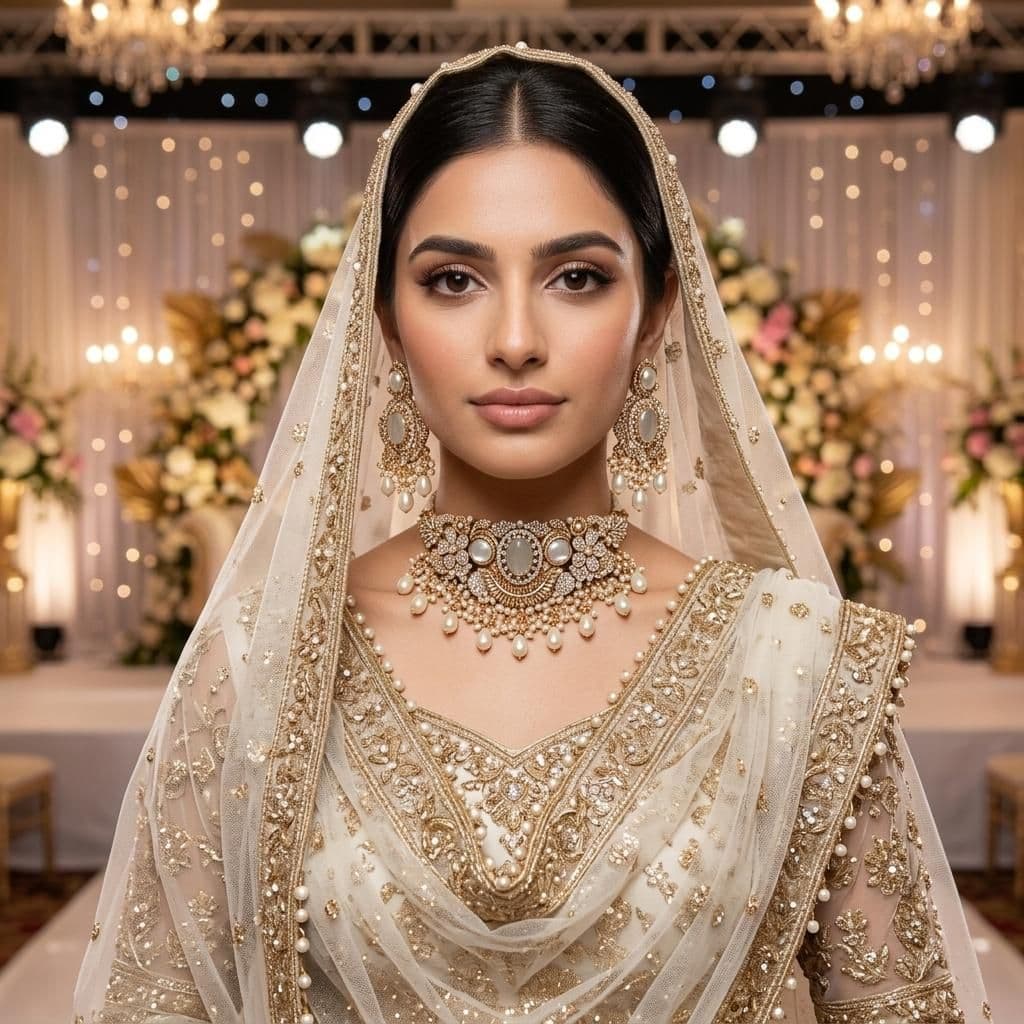 Kundan Antique Gold Plated Ivory Choker Bridal Jewellery Set - 2-Piece Necklace & Earrings