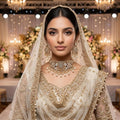 Kundan Antique Gold Plated Ivory Choker Bridal Jewellery Set - 2-Piece Necklace & Earrings