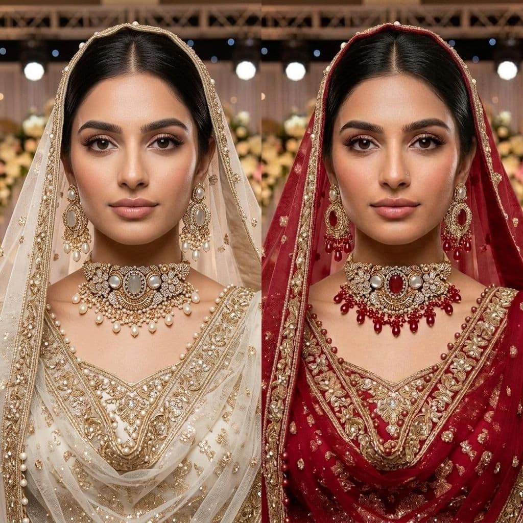 Kundan Antique Gold Plated Ruby Red Choker Bridal Jewellery Set - 2-Piece Necklace & Earrings