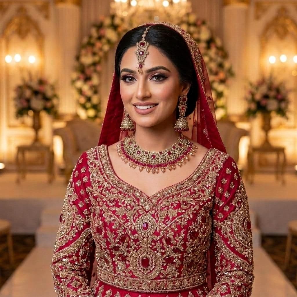 Kundan Antique Gold Plated Ruby Red & Silver Bridal Jewellery Set - 3-Piece Necklace, Earrings & Tikka