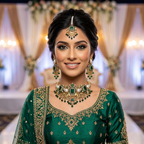 Kundan Antique Gold Plated Emerald Green Choker Bridal Jewellery Set - 3-Piece Necklace, Earrings & Tikka