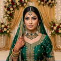 Kundan Antique Gold Plated Emerald Green Choker Bridal Jewellery Set - 3-Piece Necklace, Earrings & Tikka