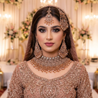 Kundan Gold Plated Peach Bridal Jewellery Set - 4-Piece Necklace, Earrings, Tikka & Passa