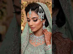 Kundan Silver Plated Green Bridal Jewellery Set - 4-Piece Necklace, Earrings, Tikka & Passa